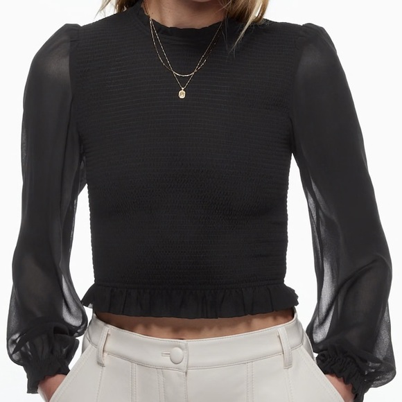 Aritzia Tops - Aritzia Wilfred Tempest Black Sheer Sleeve Blouse